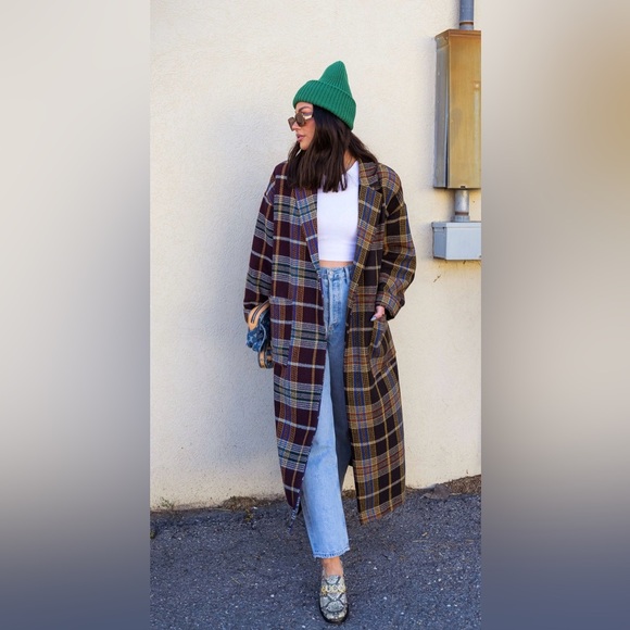 トップス lala. Oversized Scorpio Coat in Pine + Brown - Dressed in Lala